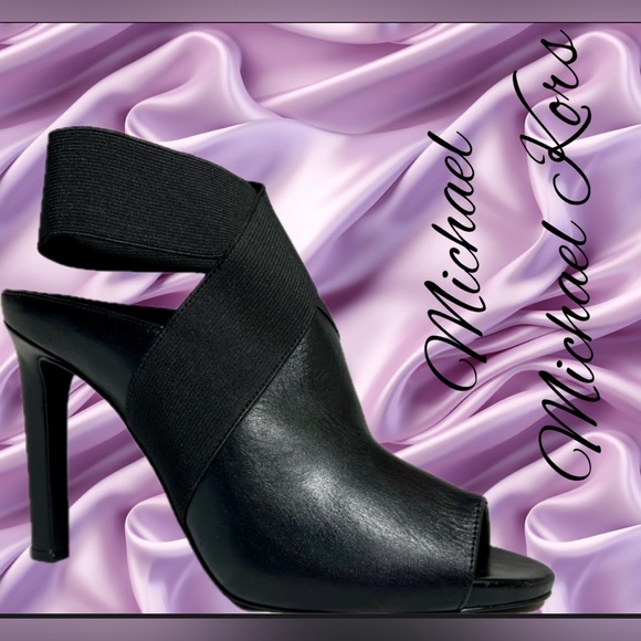 MICHAEL,Michael Kors Ames Open Toe Booties in Black Leather Size 7. MSRP $150 - Picture 5 of 14